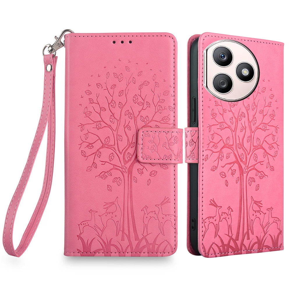 For Honor X50i+ 5G Magnetic Case PU Leather+TPU 3 Card Slots Phone Cover with Deer Tree Pattern - Pink For Honor X50i+ 5G Magnetic Case PU Leather+TPU 3 Card Slots Phone Cover with Deer Tree Pattern - Pink